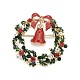 Bunter weihnachtskranz mit glocke emailnadel mit strass JEWB-A004-07G-1