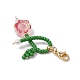 Подвесные украшения из цветочных бусинок и стеклянной оплетки HJEW-TA00338-5