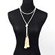 Adjustable Glass Beaded Lariat Necklaces NJEW-E077-A08-4