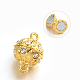 Alloy Rhinestone Magnetic Clasps with Loops PALLOY-M149-01G-RS-1
