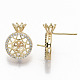 Brass Micro Pave Clear Cubic Zirconia Stud Earring Findings KK-T062-51G-NF-3