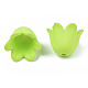 ゴム引きスタイルの不透明なアクリルビーズキャップ  6花びら  花  緑黄  11.5x10.5x8.7mm  穴：1.3mm ACRP-T010-01D-3