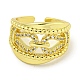 Стойки с покрытием из латуни микро-паве цепи с цирконием открытые кольца-манжеты для женщин RJEW-I104-08G-2