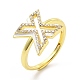 Mixed Color Enamel Initial Letter Adjustable Ring with Clear Cubic Zirconia RJEW-P045-01G-X-4