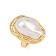 Кольца-манжеты из латуни и АБС-пластика с жемчугом для женщин RJEW-L132-02G-4