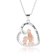 Collier pendentif coeur mère et fille assis côte à côte collier mignon pendentif coeur creux breloques bijoux cadeaux pour les femmes fête des mères noël anniversaire anniversaire JN1099A-1