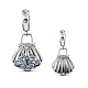 TINYSAND Shell 925 Sterling Silver Cubic Zirconia European Dangle Charms TS-P-076-2