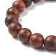 Bracelet extensible en perles rondes en bois naturel BJEW-JB08212-4