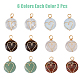 SUPERFINDINGS 12Pcs 6 Color Natural Crystal Healing Pendants Stone Charm with 18K Gold Plated Copper Wire Wrapped Flat Round Charm with Heart Lucky Necklace Pedant for DIY Jewelry Gift G-FH0001-99-3