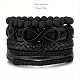 4шт. 4 стиля браслета из коровьей кожи и искусственной кожи и бисера для мужчин и женщин FS-WG0FA9F-01-5