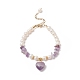 4 pz 4 stile natura misto pietre preziose e braccialetti di perline conchiglia con ciondoli a cuore per le donne BJEW-TA00242-2