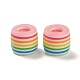 100 Uds cuentas europeas de resina a rayas de arcoíris RESI-D051-01B-2