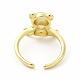 Стеклянный медвежонок с кольцом-манжетой в форме сердца KK-A180-39G-3