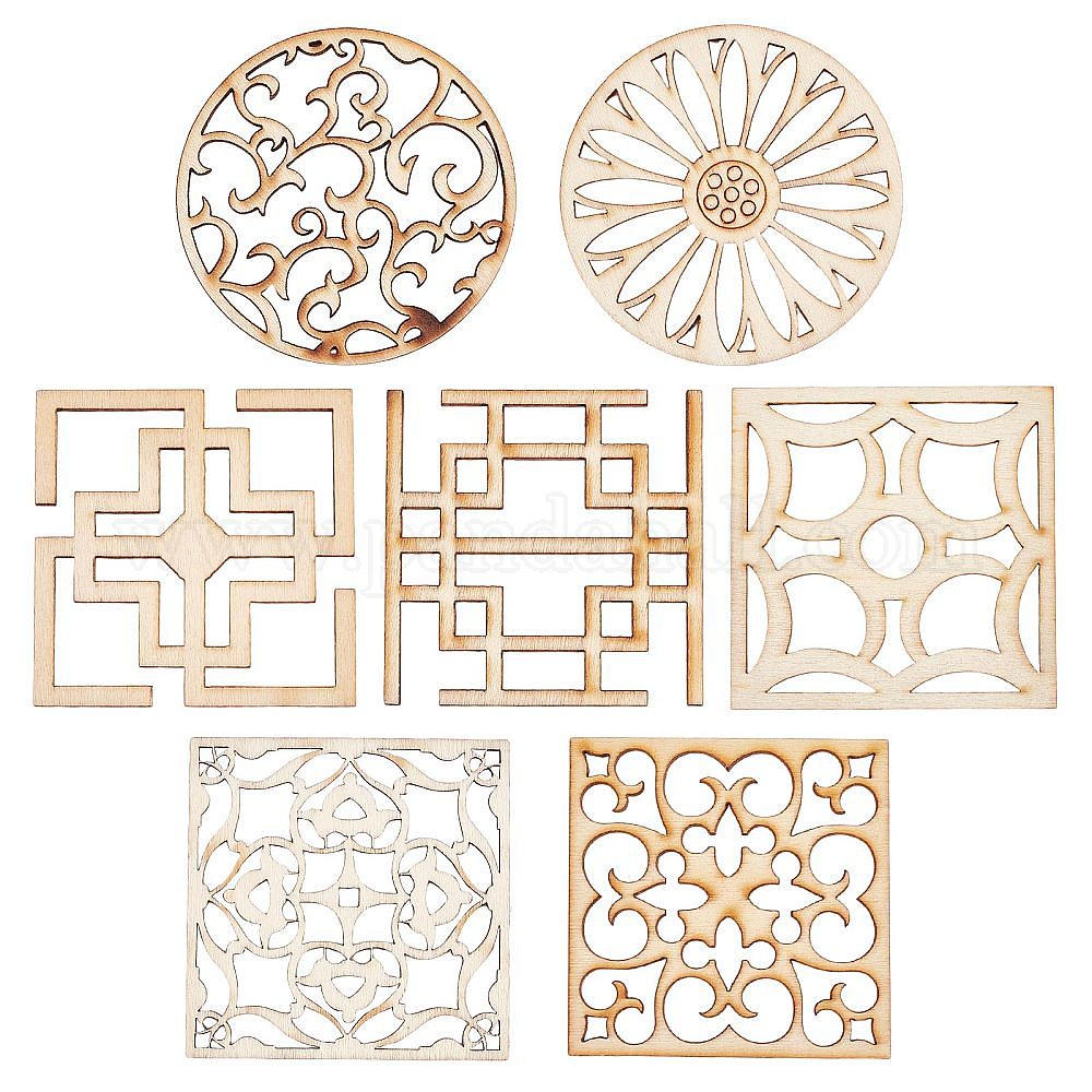 Shop GORGECRAFT 7 Style 14Pcs Wooden Carved Onlay Appliques Carving ...