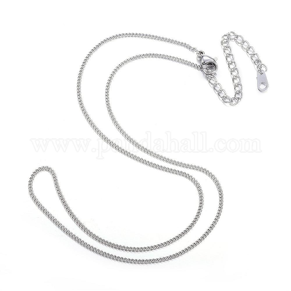 304ステンレス鋼ネックレス カーブチェーンネックレス ステンレス鋼色 16.14インチ（41cm）の通販 - PandaHall（パンダホール）