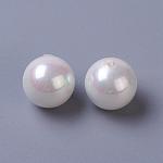 Shell Pearl Half Drilled Beads, Round, White, 12mm, Hole: 1mm
