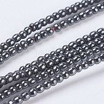 Non magnetici perle ematite sintetico fili, tondo, nero, misura:circa2mm di diametro, Foro: 0.6 mm, circa 191pcs/filo