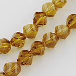 Chapelets de perles en verre, facette, torsion, verge d'or noir, 8x7~8x8mm, Trou: 1mm