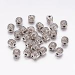 Tibetischer stil legierung perlen, Bleifrei und Nickel frei und Cadmiumfrei, Fass, Antik Silber Farbe, ca. 6 mm Durchmesser, 6 mm lang, Bohrung: 1.6 mm