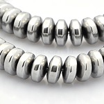 Brins de perles rondelles en hématite synthétique non-magnétique grade aaa, platinée, 6x2.5mm, Trou: 1mm, Environ 89 pcs/chapelet, 9.8 pouce