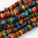 Natural Freshwater Shell Beads Strands, Dyed, Disc, Colorful, 5-10mm, Hole: 1mm, about 402pcs/strand, 32 inch