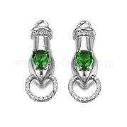 Brass Clear & Green Cubic Zirconia Connector Charms KK-N216-356P