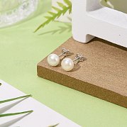 Серьги-гвоздики с шариками из жемчуга EJEW-Q701-01A