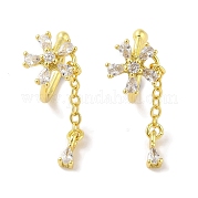 Серьги-каффы из латуни с цветочным узором EJEW-I305-59G