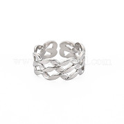 304 Stainless Steel Wave Wrap Open Cuff Ring for Women RJEW-S405-243P