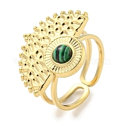 Ion Plating(IP) 304 Stainless Steel Synthetic Malachite Cuff Rings G-Z056-02G-03