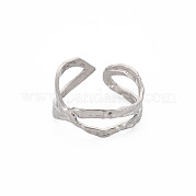 304 Stainless Steel Wave Wrap Open Cuff Ring for Women RJEW-S405-206P