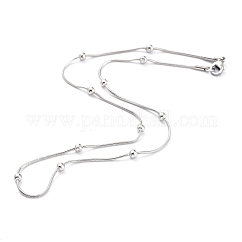 Collares de cadena de serpiente redonda de acero inoxidable 304 que no se deslustran, de abalorios redondas y broches pinza de langosta, color acero inoxidable, 16.53 pulgada (42 cm), 1.3mm