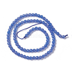 天然な青瑪瑙ビーズ連売り  多面カット  ラウンド  ブルー  2~3x2~2.5mm  穴：0.2mm  約181~210個/連  15.9~16.3インチ（40.4~41.5cm）&nbsp;G-F596-12C-2mm