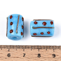 Бусины из фольгированного стекла ручной работы с золотым напылением LAMP-ZX003-12-04