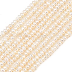 天然養殖淡水パールビーズ連売り  ロンデル  グレード4 A  フローラルホワイト  3~4mm  穴：0.2mm  約138~140個/連  13.78''（35センチメートル）&nbsp;PA-CBAFEE8-17C