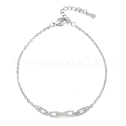 Pulseras de eslabones rectangulares de circonita cúbica transparente con micropavé de latón&nbsp;KK-CBA6980-15P