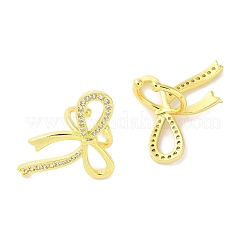 Левая и правая латунные серьги-манжеты с бантом EJEW-I305-60G