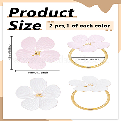 2 шт. 2-х цветные эмалевые кольца для салфеток из сплава с цветочным узором&nbsp;AJEW-LP0002-68B