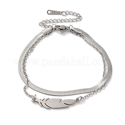 Не тускнеющие браслеты из многорядной цепочки с рисунком «елочка» из нержавеющей стали марки 304&nbsp;AJEW-U005-04P