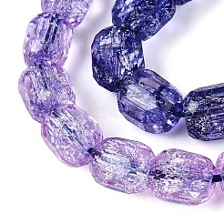 透明クラックルガラスビーズ連売り  コラム  多面カット  スレートブルー  8~8.5x7~8mm  穴：1~1.2mm  約40~43個/連  13.78~14.57インチ（35~37cm）&nbsp;GLAA-Q108-04A-07