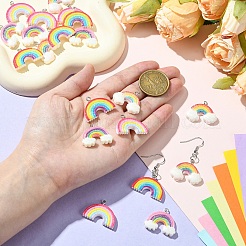 Наборы украшений для сережек-подвесок из непрозрачной радужной смолы своими руками&nbsp;DIY-YW0010-80