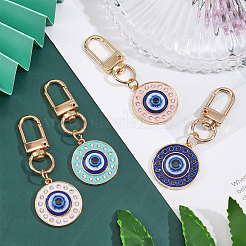 8 шт. 4 цвета круглые эмалевые подвески со стразами от сглаза HJEW-GL0001-09