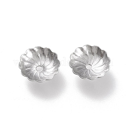 変色しない304ステンレススチールビーズキャップ  花弁のない  花  ステンレス鋼色  10x10x2.5mm  穴：1.2mm&nbsp;LS-STAS-K194-07P-02