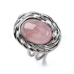 Овальные кольца из натурального розового кварца RJEW-M063-01P-11