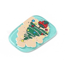 印刷されたアクリルパーツ  クリスマスのために  台形  クリスマスツリー模様  40x29x2mm  穴：1.6mm&nbsp;MACR-F072-07A