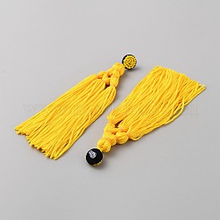 Серьги-кисточки из полиэстера с бисером&nbsp;EJEW-WH0010-46P-02