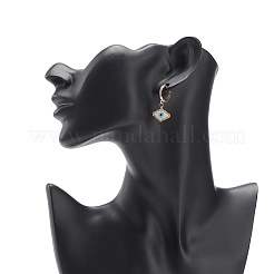 Японские плетеные ромбы с серьгами-кольцами с дурным глазом&nbsp;EJEW-MZ00002-01