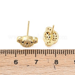 Серьги-гвоздики для собак с микропаве из прозрачных кубических цирконий из латуни&nbsp;EJEW-F400-09G