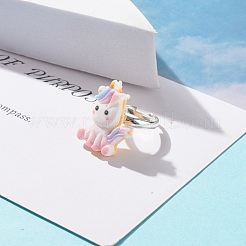 Смола 3d регулируемые кольца единорога RJEW-JR00428-04