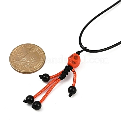 Ожерелья с подвесками в виде скелета из стеклянных бусин и натурального черного оникса (окрашенного и нагретого) и окрашенного черепа из синтетической бирюзы на тему Хэллоуина NJEW-MZ00117